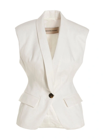 Alexandre Vauthier Couture Twill Fitted Vest In White
