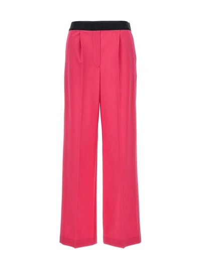 Msgm Trousers With Front Pleats In Purple