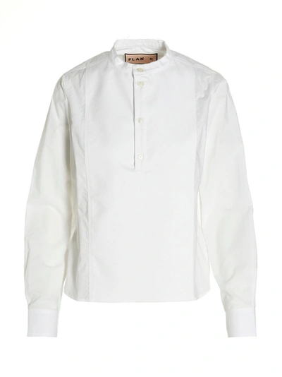 Plan C Plastron Piqué Shirt In Blanco