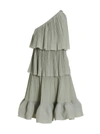 Lanvin Grey Pleated Flounced Dress