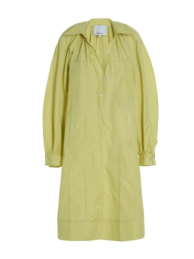 3.1 Phillip Lim Cotton Shirt Dress Cuffed Sleeves In Yellow