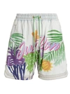 Just Don Hawaii Print Cotton Denim Shorts