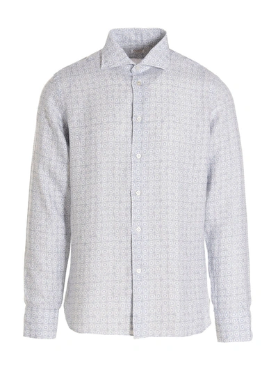 Borriello Printed Linen Shirt In Light Blue