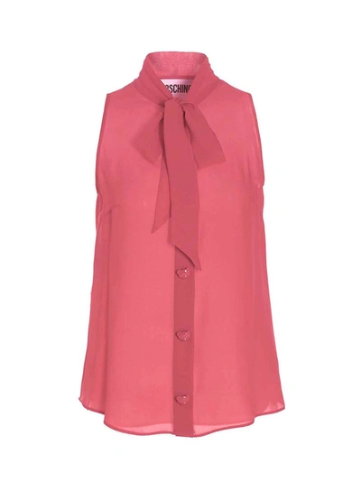 Moschino Pussy Bow Blouse In Pink