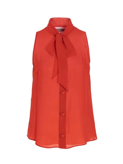 Moschino Pussy Bow Blouse In Rojo