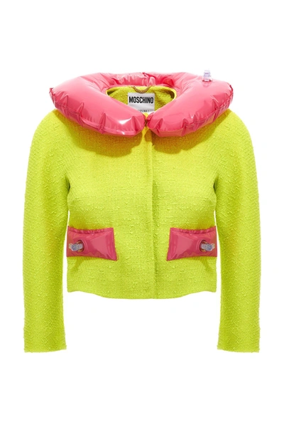 Moschino Removable Tweed Cropped Jacket In Multicolor