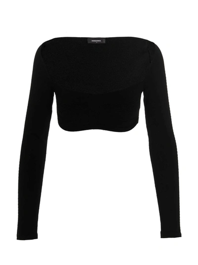 Dsquared2 Ribbed Cropped Sweater In Black