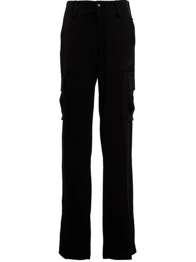 DAVID KOMA SATIN CARGO PANTS BLACK