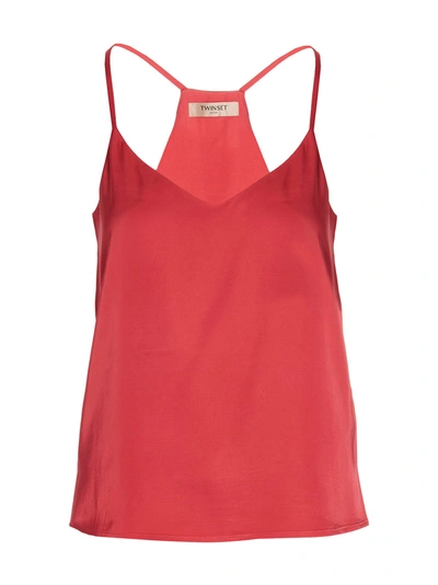 Twinset Satin Tank Top In Fuchsia