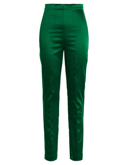 P.a.r.o.s.h Alix Satin Trousers In Bottle Green