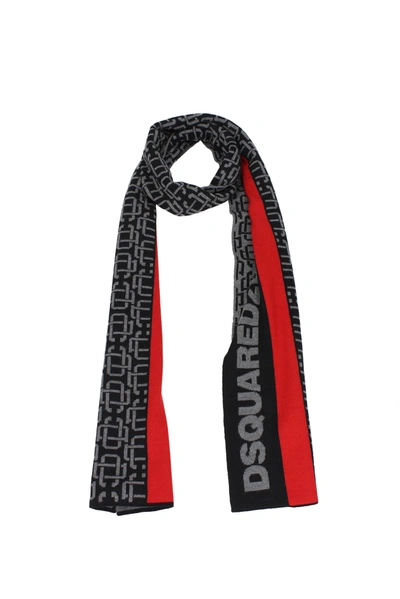 Dsquared2 Scarves Wool Black Grey