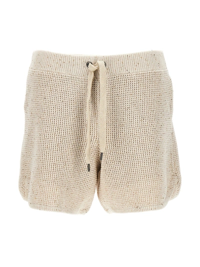 Brunello Cucinelli Drawstring Knitted Shorts In White