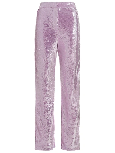 Rotate Birger Christensen Sequin Straight-leg Pants In Pink
