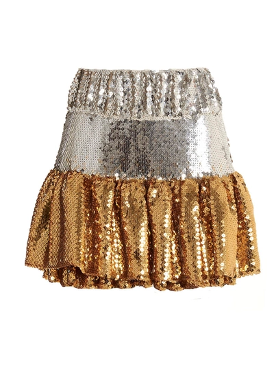 Paco Rabanne Bicolor Sequin-embellished Ruffle Mini Skirt In Multicolor