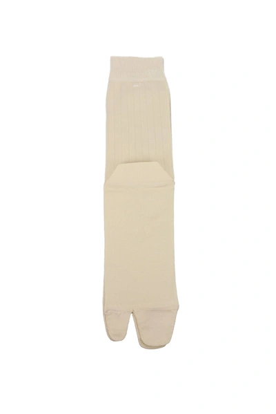 Maison Margiela Short Socks Cotton Beige In White