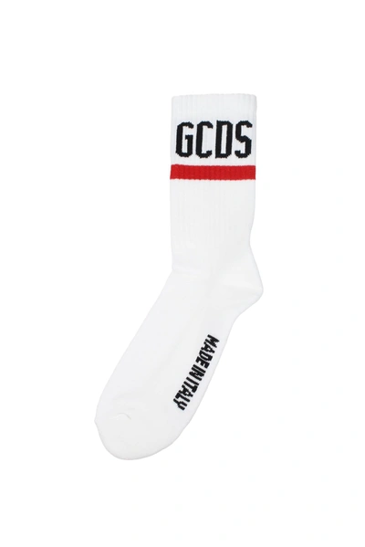 Gcds Logo Cotton-blend Socks In White