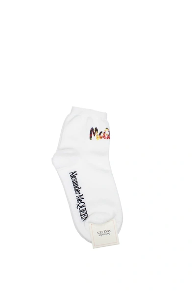 Alexander Mcqueen Short Socks Cotton White Multicolor
