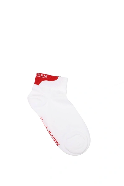 Alexander Mcqueen Short Socks Cotton White Red