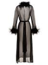 Oseree Plumage Feather-trimmed Chiffon Robe