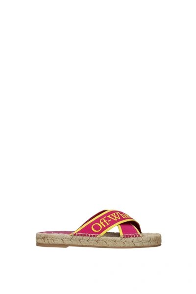 Off-white Slippers And Clogs Fabric Fuchsia Yellow