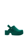 Xocoi Green Emerald Flocked Fabric Mules