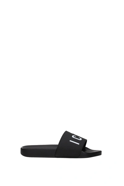 Dsquared2 Slippers And Clogs Icon Rubber Black White