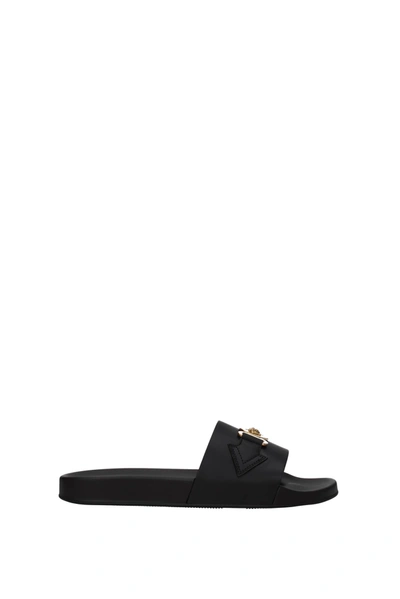 Versace Slippers And Clogs Leather Black