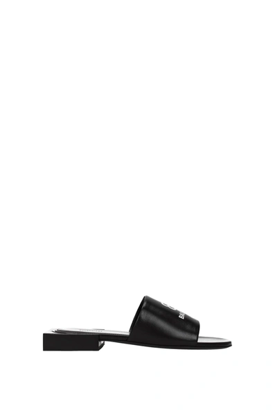 Balenciaga Slippers And Clogs Leather Black White