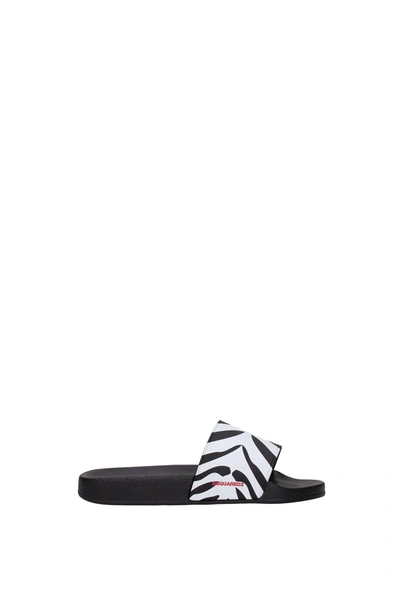 Dsquared2 Slippers And Clogs Rubber White Black