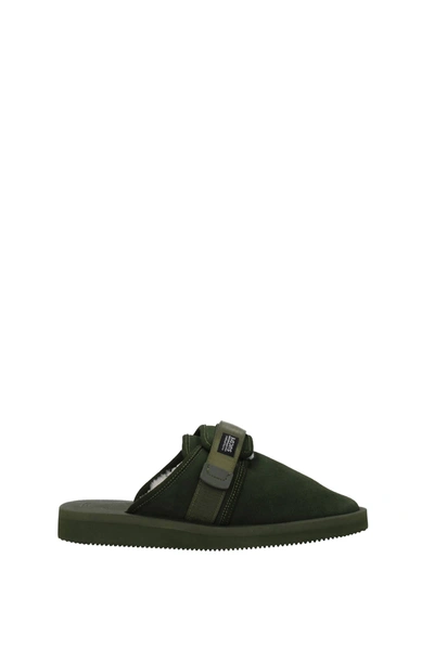 Suicoke Slippers And Clogs Suede Green Olive