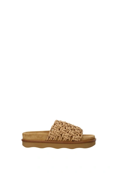 Chloé Slippers And Clogs Wavy Leather Brown Light Brown