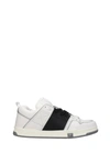 Valentino Open Skate Contrast-stripe Leather And Woven Low-top Trainers