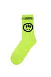 Barrow Socks Neon Yellow Ribbed Cotton Socks With Smile