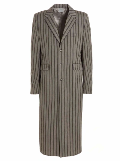 Vtmnts Striped Long Coat In Grey