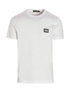 Dolce & Gabbana White Crewneck T-shirt With Logo Plate In Cotton Man In White