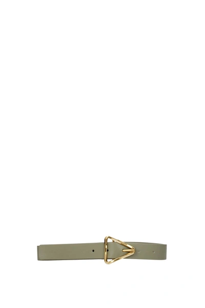 Bottega Veneta Green Triangle Belt In 2916 Travertine/gold