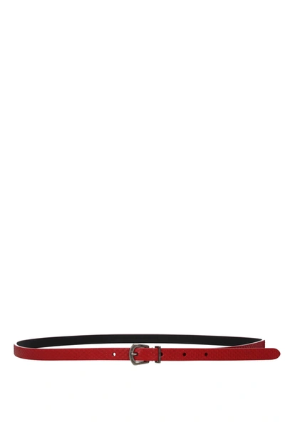 Saint Laurent Thin Belts Leather Python Red