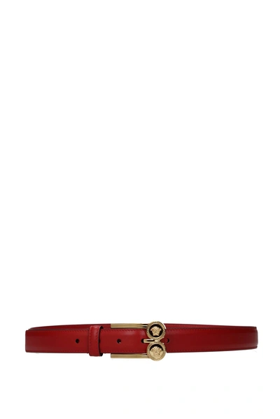 Versace Thin Belts Leather Red Dark Red