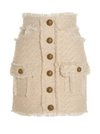 Balmain Check Tweed Button-front Cargo Mini Skirt