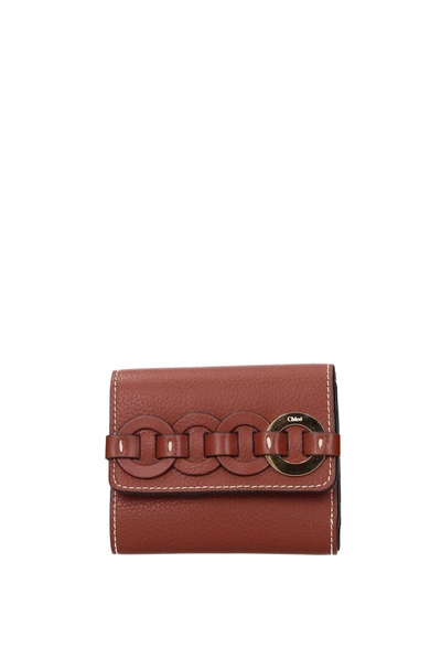 Chloé Wallets Leather Brown Sepia