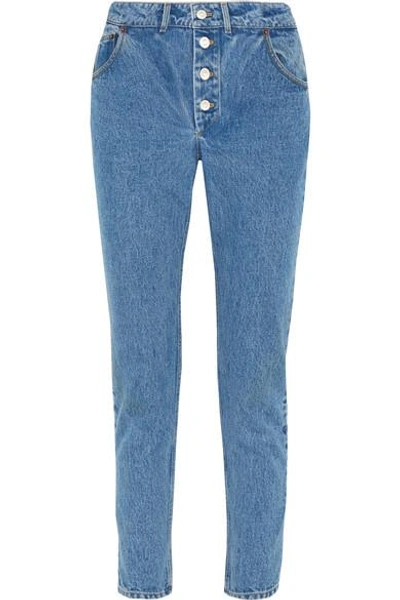 Balenciaga High-waist Button-fly Denim Cigarette Jeans, Blue