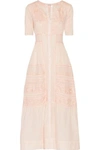 LOVESHACKFANCY DELLA POINTELLE-TRIMMED EMBROIDERED COTTON MAXI DRESS