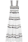 DODO BAR OR TIERED EMBELLISHED EMBROIDERED COTTON-GAUZE MAXI DRESS