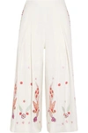 TEMPERLEY LONDON Lysander cropped embroidered crepe wide-leg pants