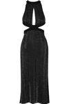 CUSHNIE ET OCHS Cutout metallic stretch-knit midi dress