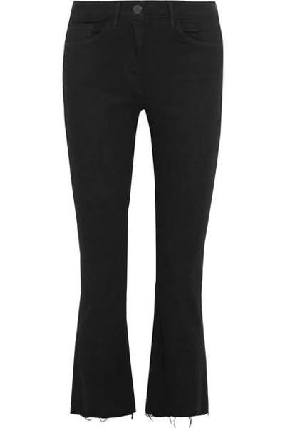 3x1 W25 Crop Distressed Mid-rise Flared Jeans In Black