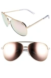 Quay Women's Vivienne Mirrored Brow Bar Aviator Sunglasses, 65mm In Gold / Rose Mirror