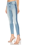 Mother The Stunner Striped Cropped Frayed High-rise Skinny Jeans In Blue