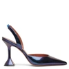 Amina Muaddi Holli Sling Patent Metallic Pumps