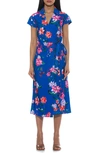 Alexia Admor Paris Surplice Wrap Midi Dress In Blue Floral